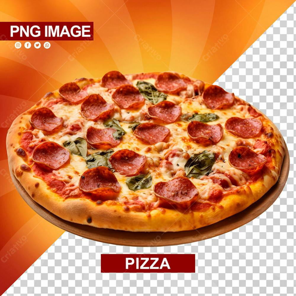 Deliciosa Pizza De Calabresa Tabua De Madeira Psd