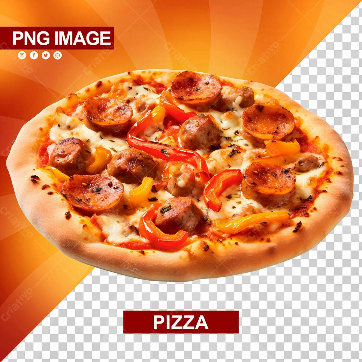 Banner Pizza com Salsicha e Pimentão PSD Editável