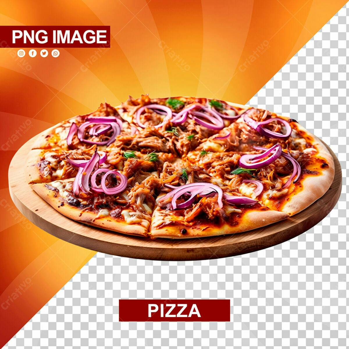 Mockup Pizza com Cebola Roxa PSD Editável