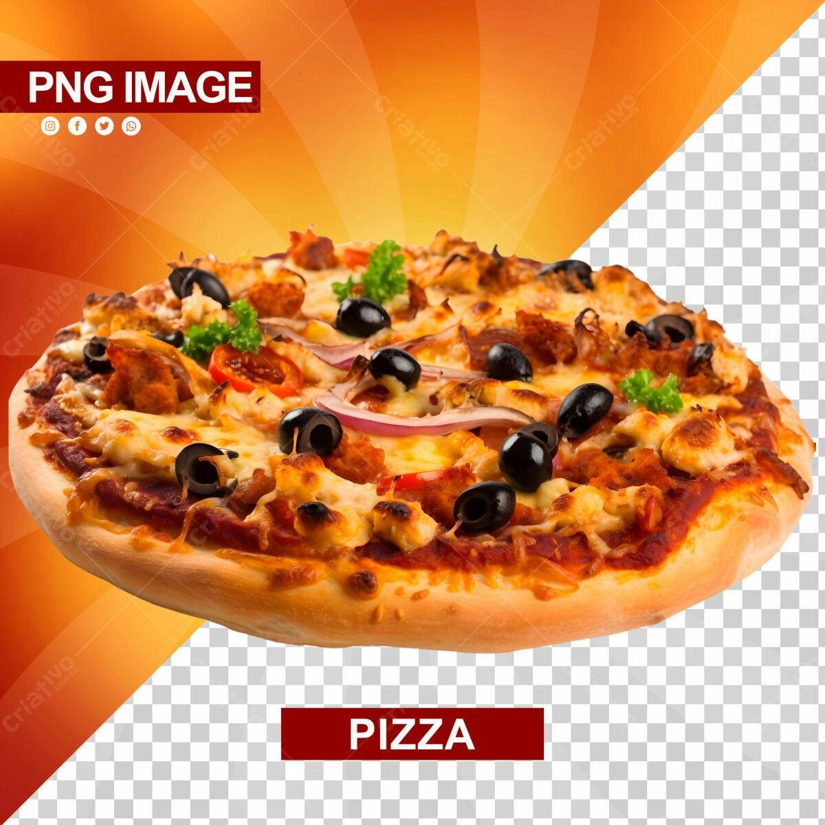 Psd Mockup Pizza para Cardápio de Restaurante PSD Editável