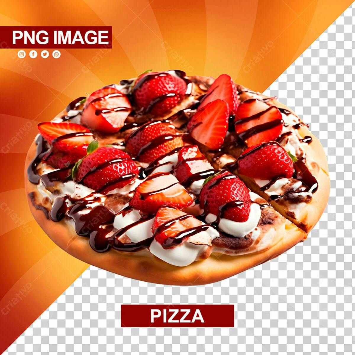 Pizza Doce com Morangos PSD Editável