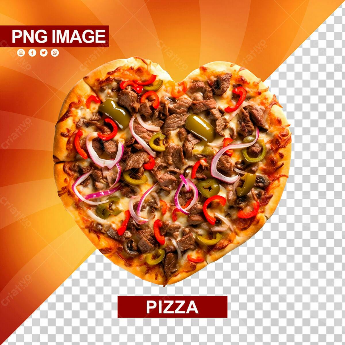 PSD Pizza em Formato de Coração para Dia dos Namorados