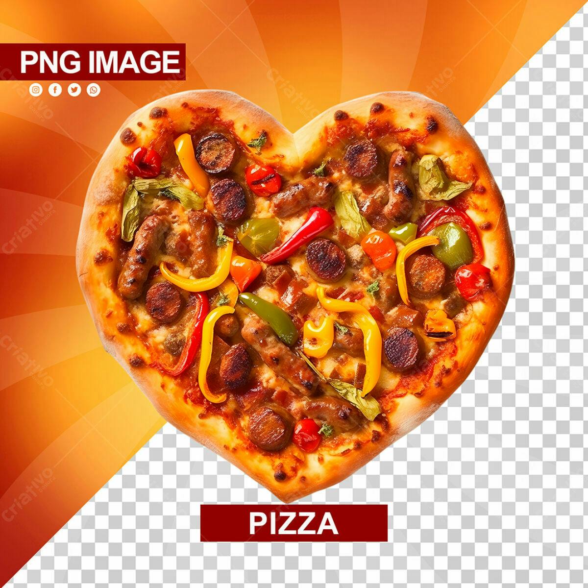 Psd de Pizza em Formato de Coração para Dia dos Namorados