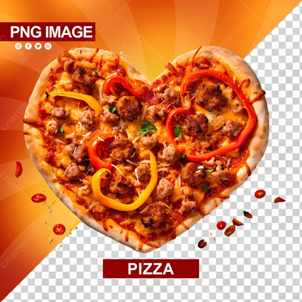 Pizza Deliciosa Formato De Coracao Psd (4)