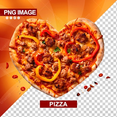 Banner Pizza em Formato de Coração PSD Editável