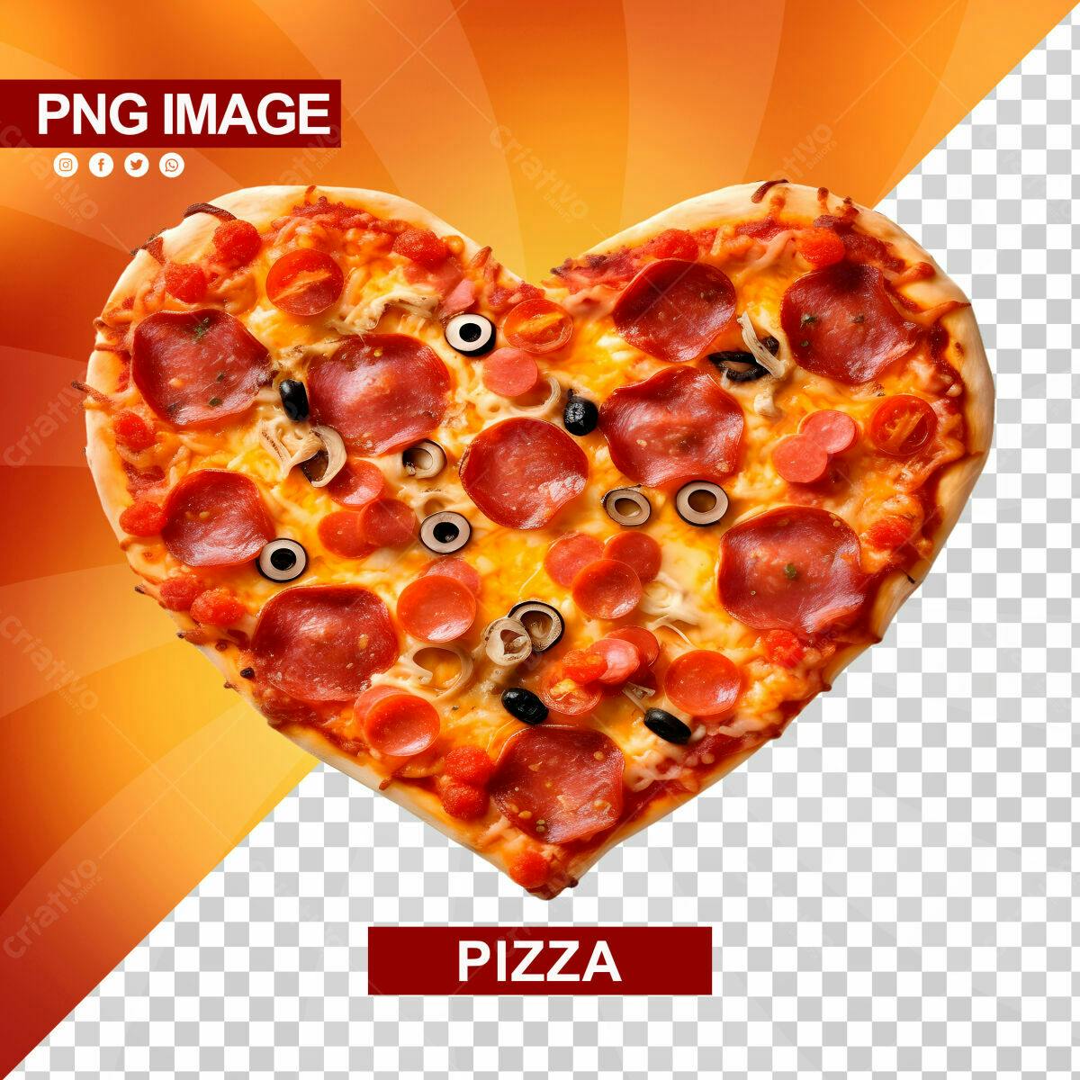 PSD Pizza em Formato de Coração para Dia dos Namorados