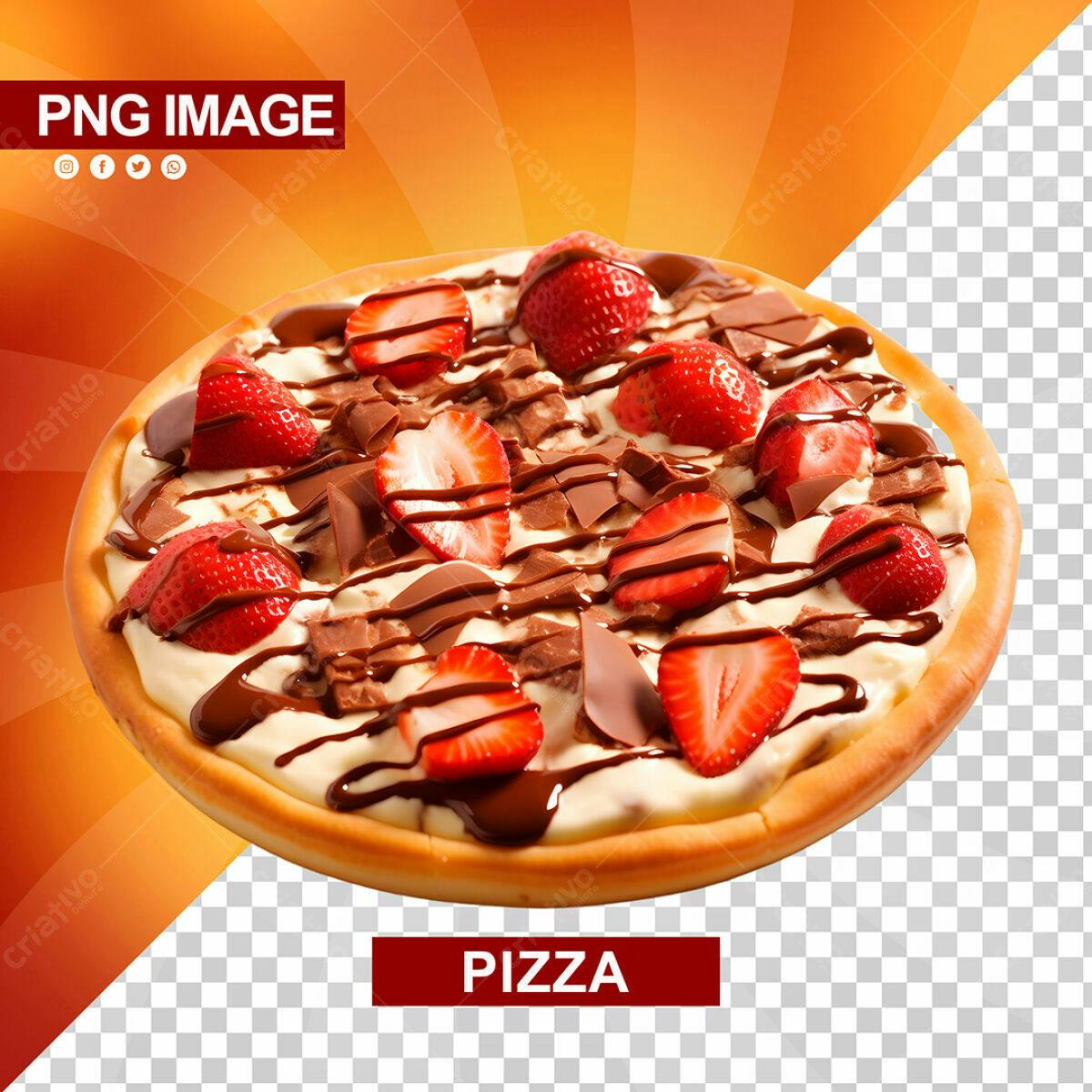 Psd Pizza Doce com Morango e Chocolate PSD Editável