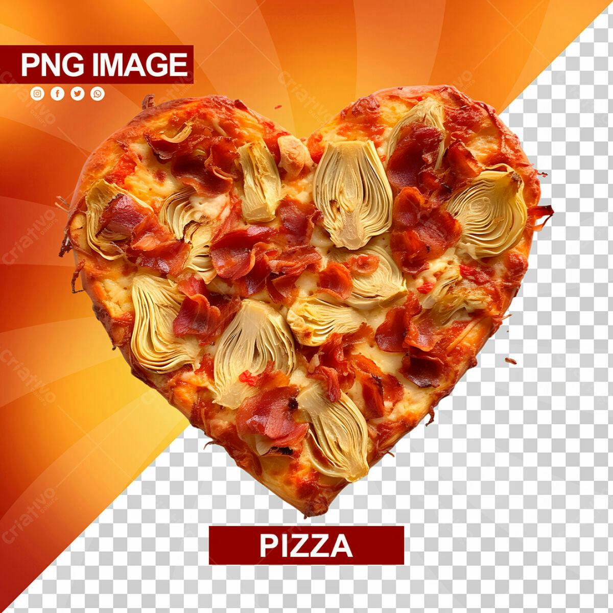 Psd de Pizza em Formato de Coração para Dia dos Namorados