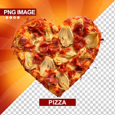 Psd de Pizza em Formato de Coração para Dia dos Namorados