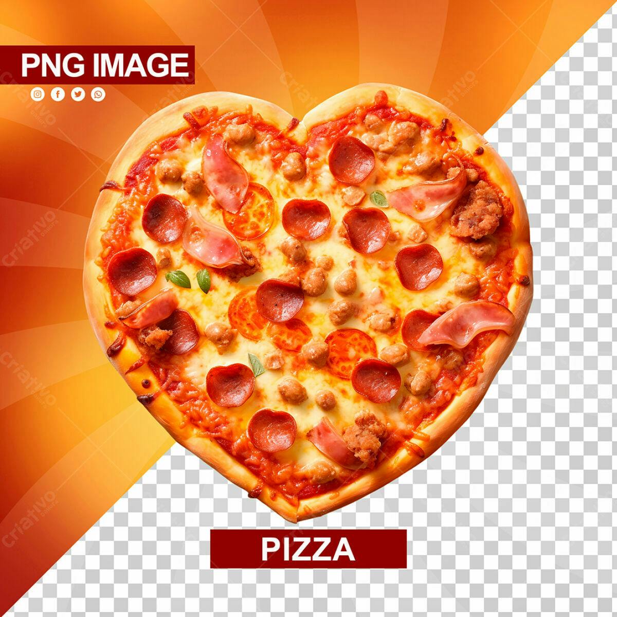 Pizza em Formato de Coração PSD Editável