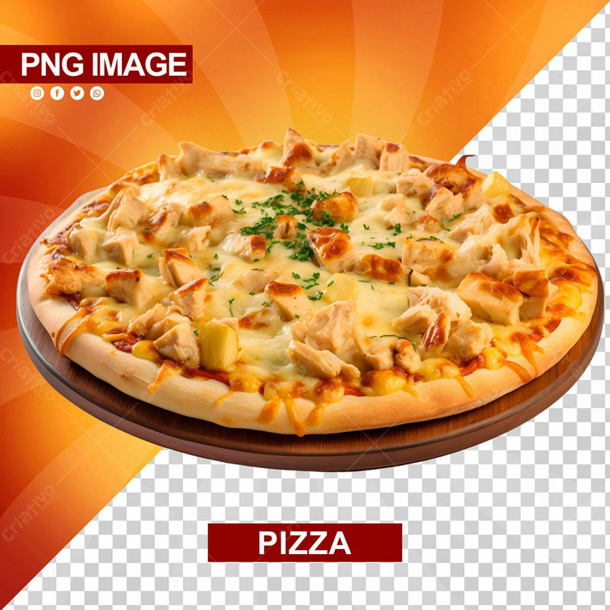 PSD para Cardápio de Pizza com Frango e Queijo PSD Editável