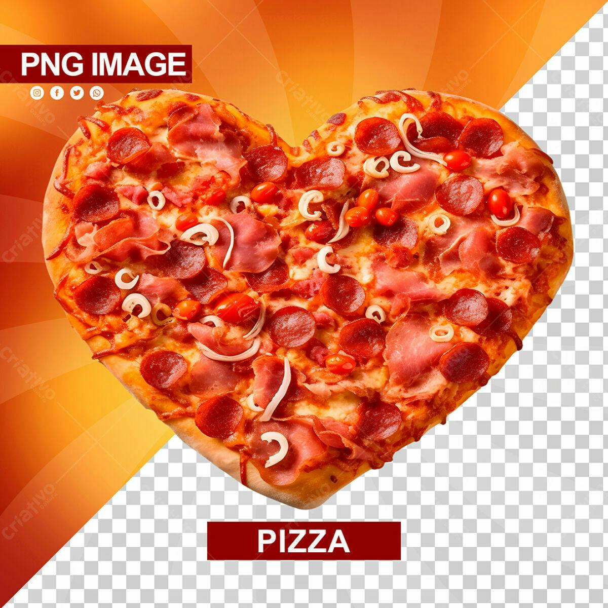Pizza em Formato de Coração PSD Editável