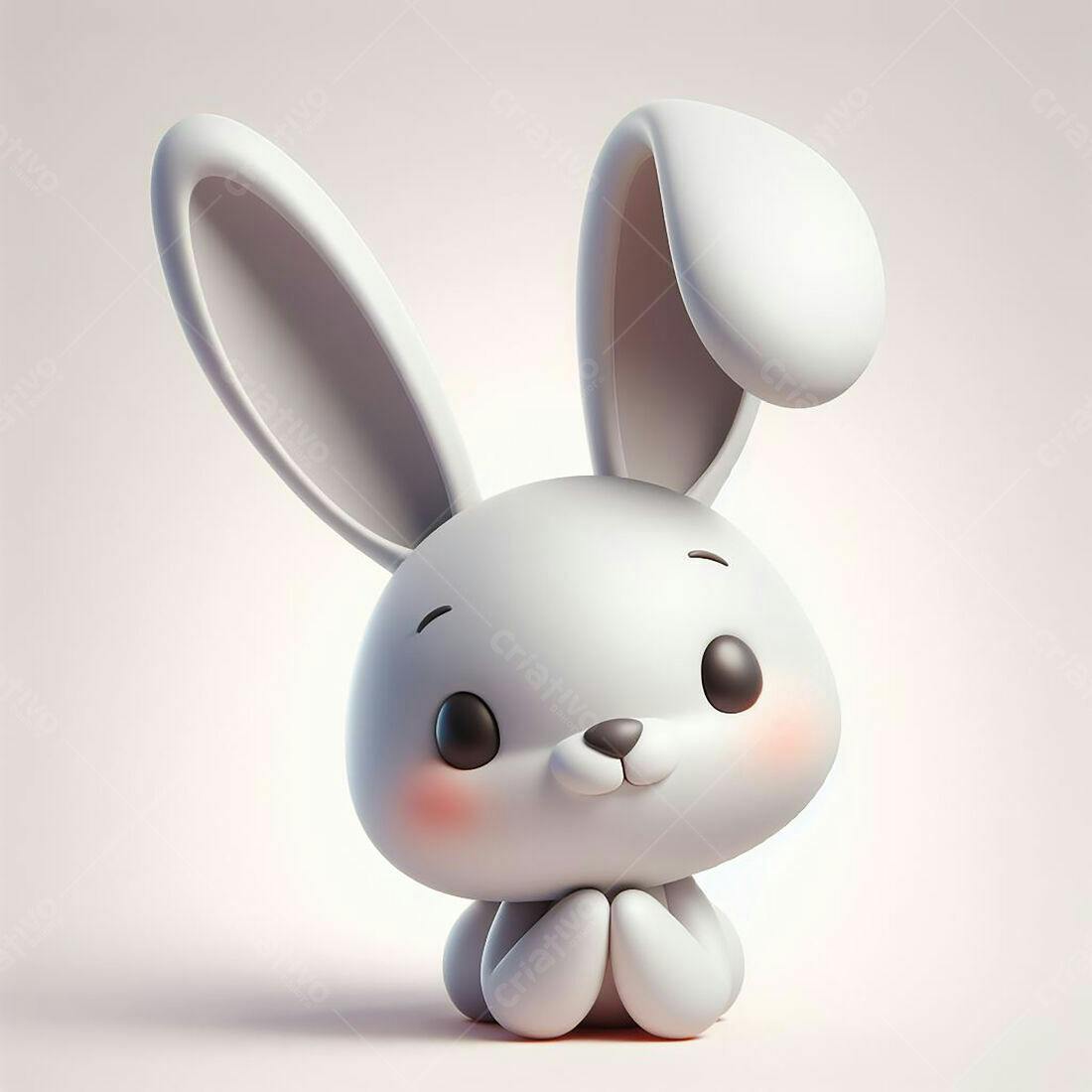 Coelhinho fofo estilo 3D branco