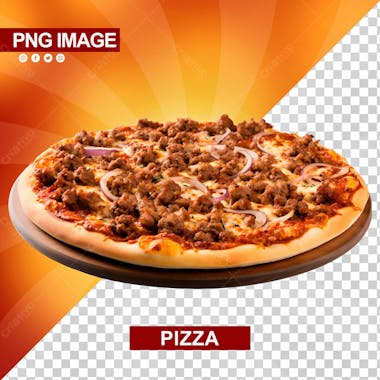 Pizza deliciosa redonda carne tabua de madeira psd