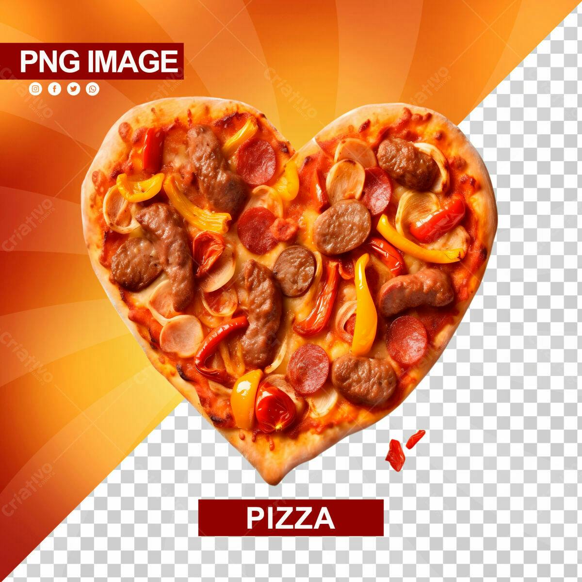 PSD Pizza em Formato de Coração para Dia dos Namorados