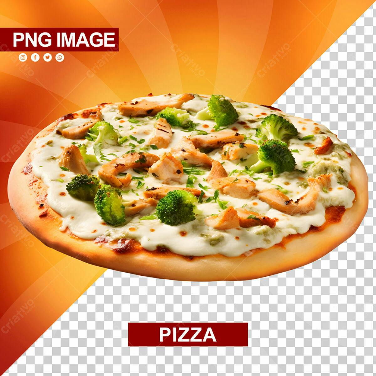 PSD de Pizza Frango e Brócolis para Cardápio PSD Editável