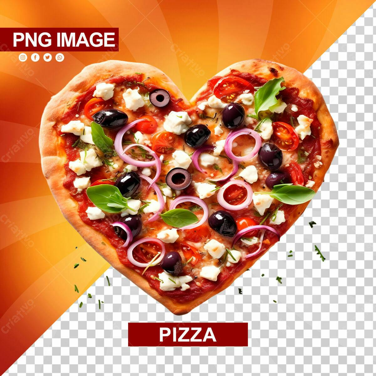 PSD de Pizza em Formato de Coração para Dia dos Namorados