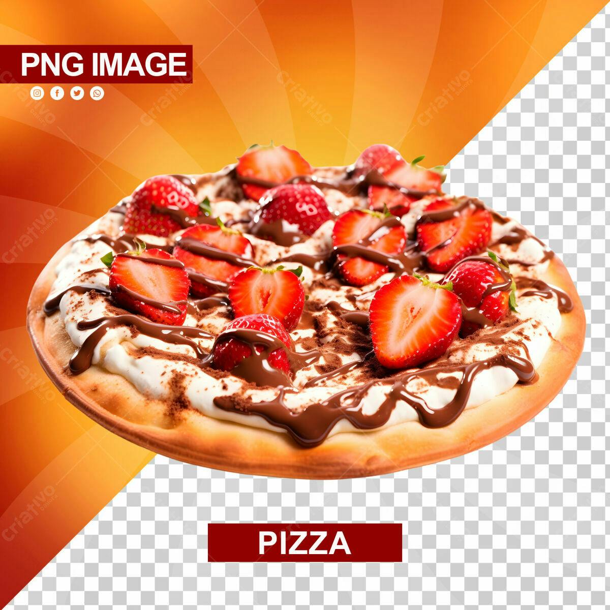 Psd Pizza com Morangos e Chocolate PSD Editável
