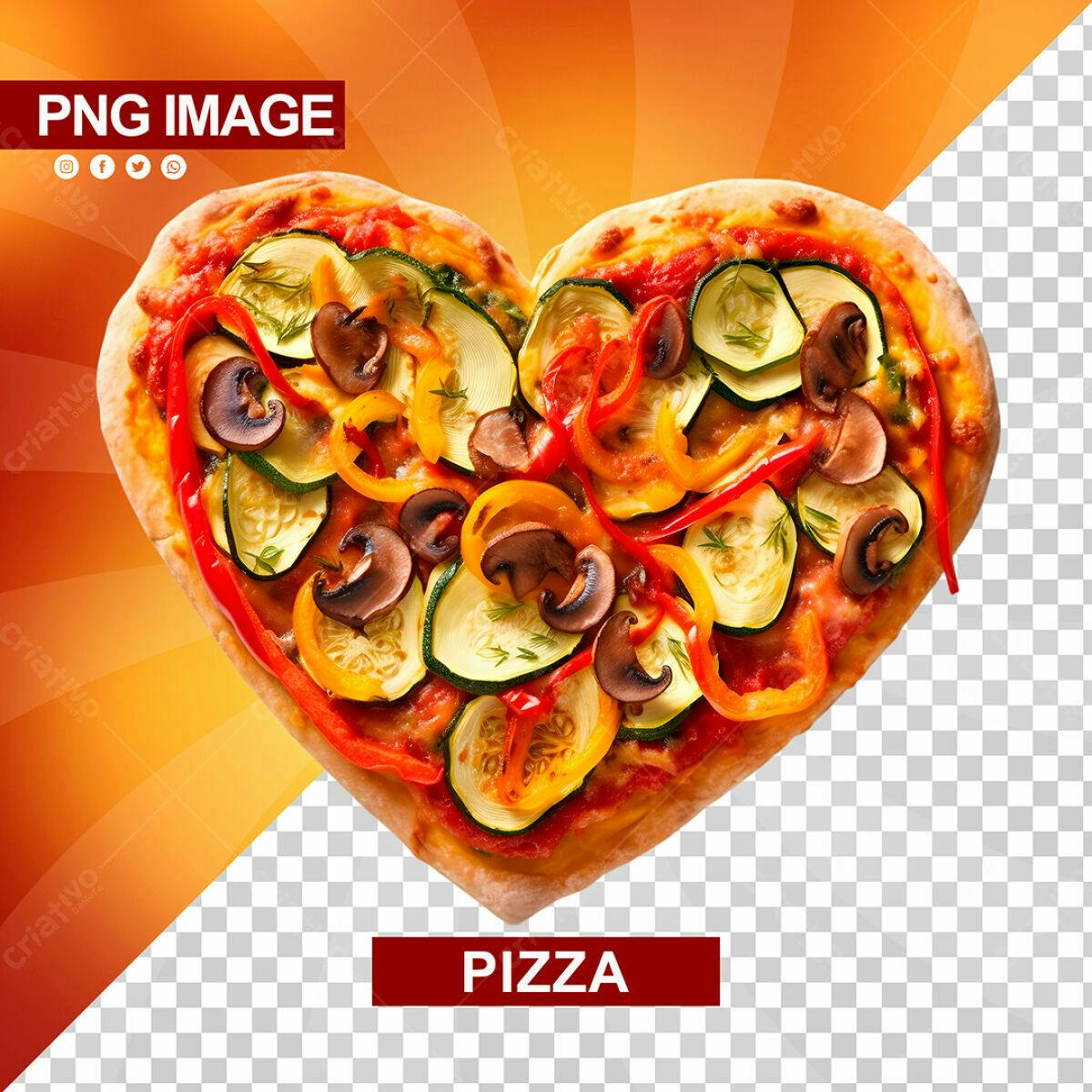 Pizza em Formato de Coração PSD Editável