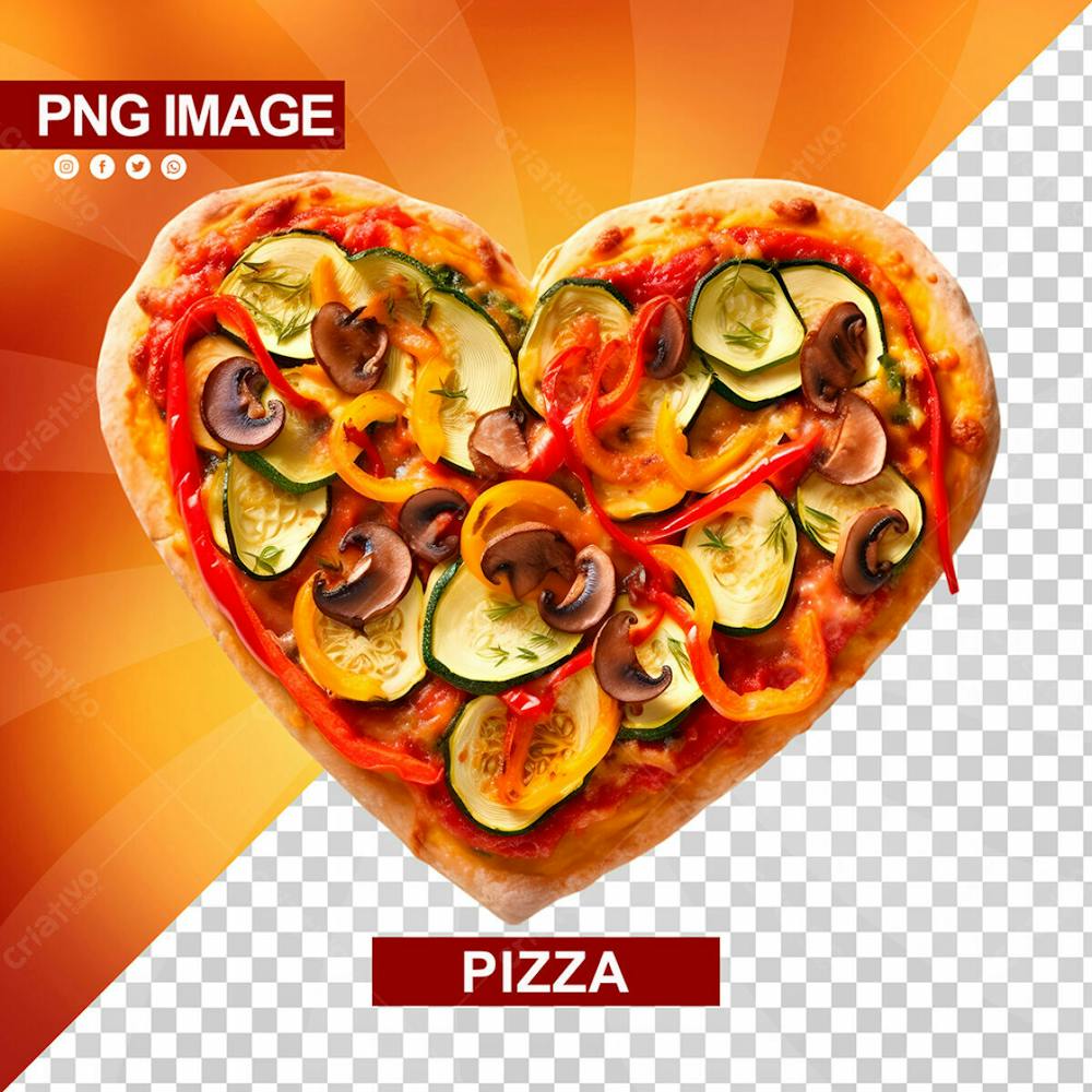 Pizza Com Sabor De Legumes Formato De Coracao Psd