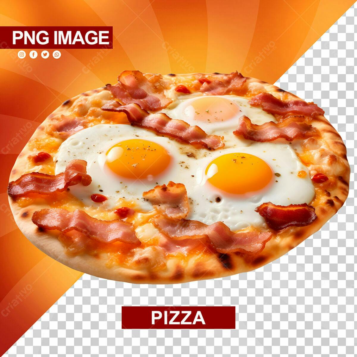PSD Pizza com Bacon e Ovos para Cardápio de Lanchonete PSD Editável