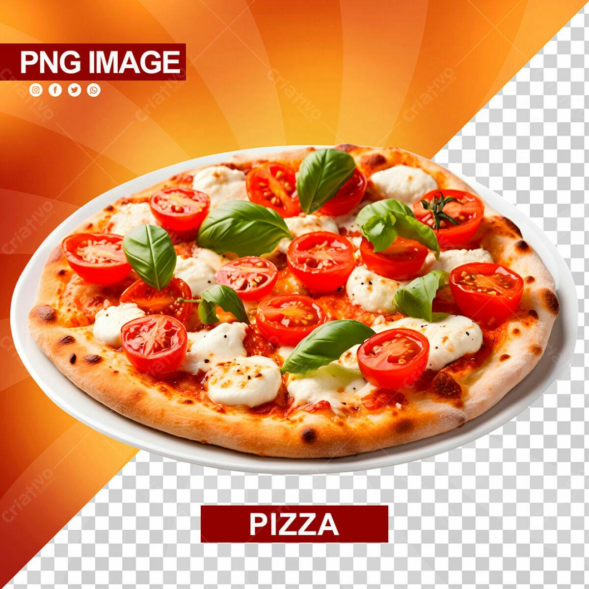Psd Menu de Pizza com Tomates e Manjericão PSD Editável