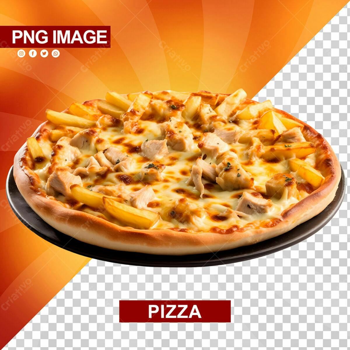 Psd de Pizza Frango e Batata para Cardápio PSD Editável