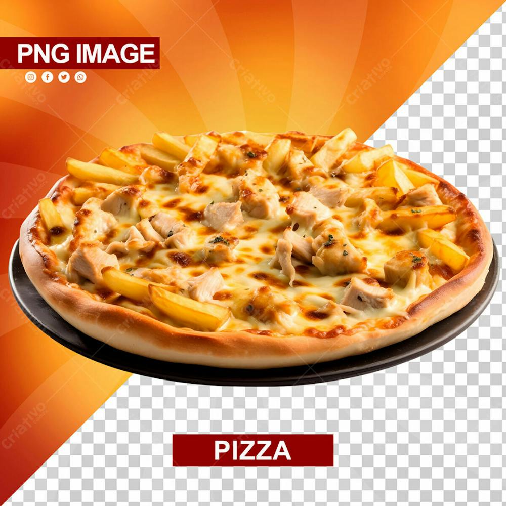 Pizza Deliciosa Redonda Forma Preta Psd