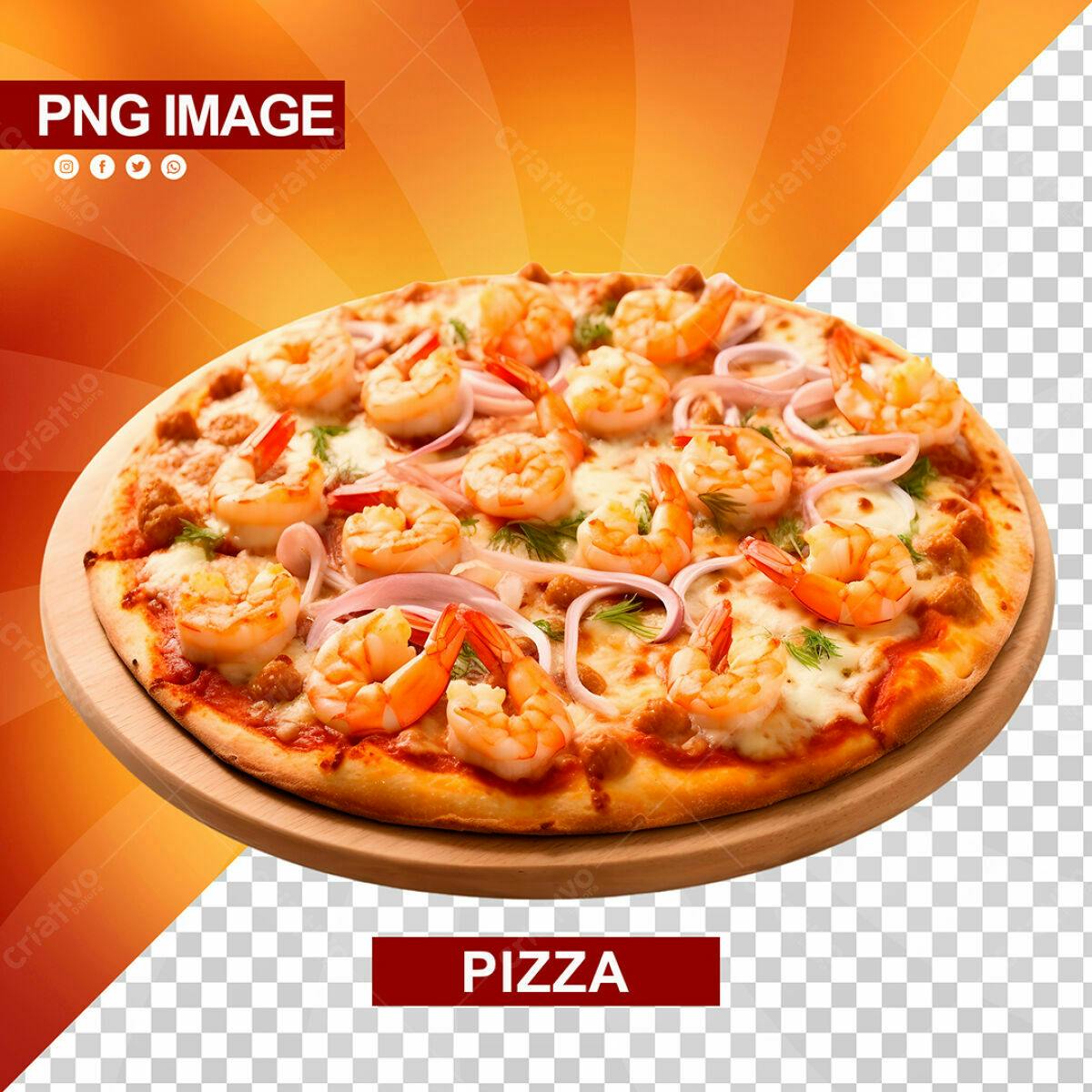PSD de Pizza de Camarão para Cardápio de Restaurante PSD Editável
