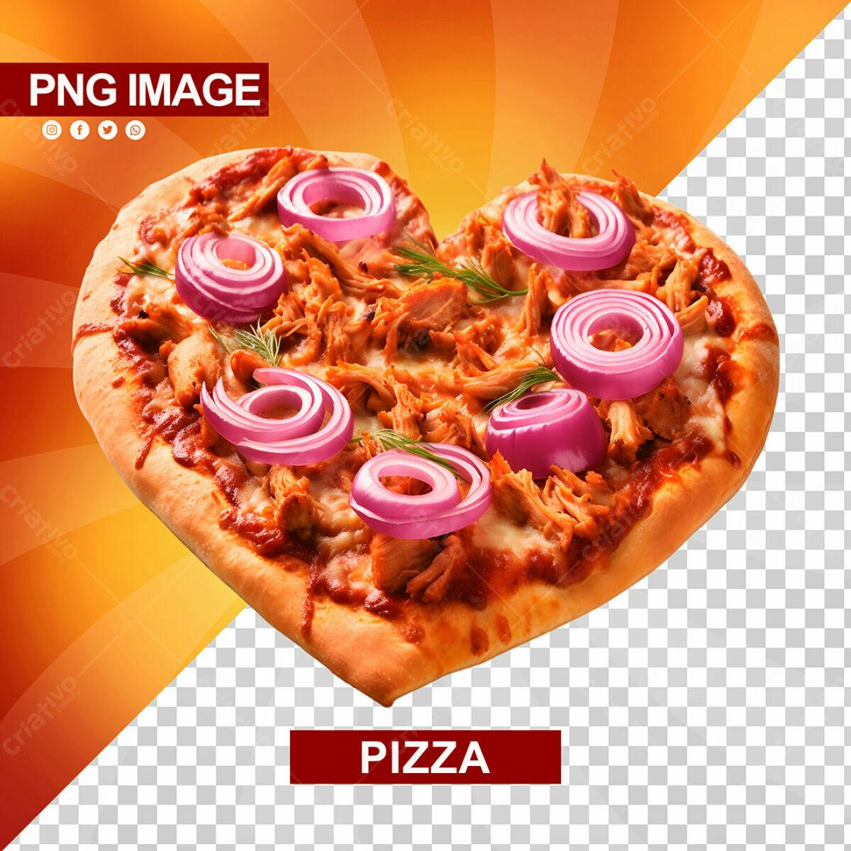 PSD Pizza em Formato de Coração para Dia dos Namorados