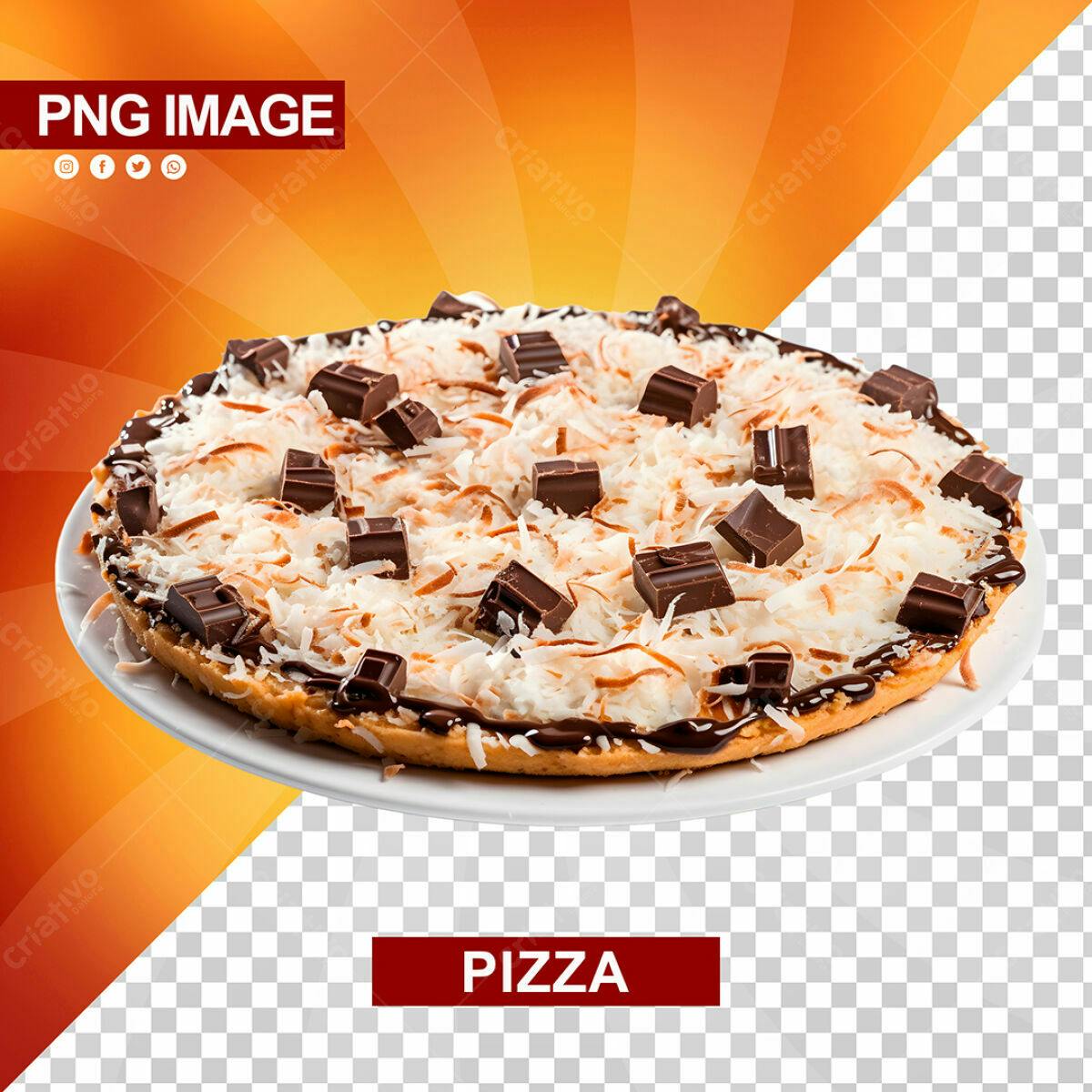 PSD de Pizza de Chocolate e Coco para Cardápio PSD Editável