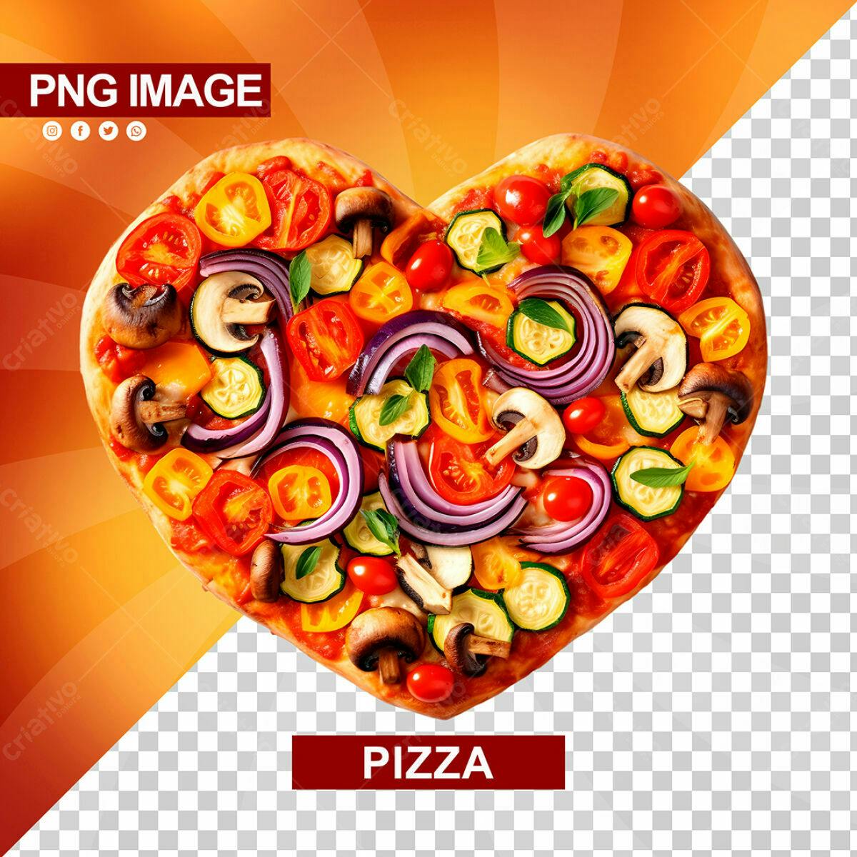 Psd Pizza em Formato de Coração para Dia dos Namorados PSD Editável