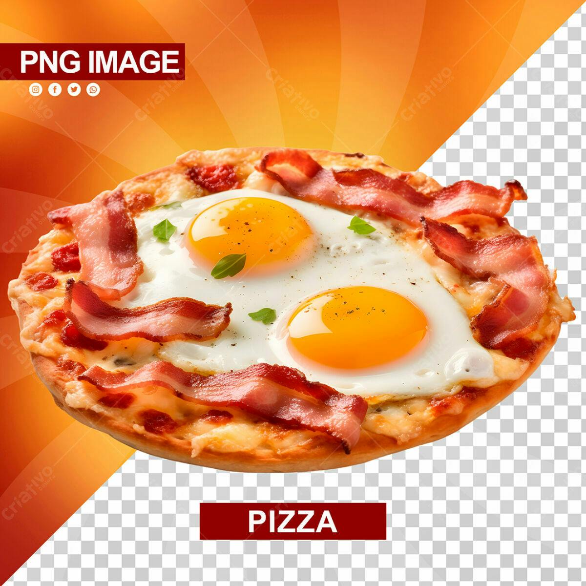 PSD Pizza com Ovos e Bacon para Cardápio de Lanchonete