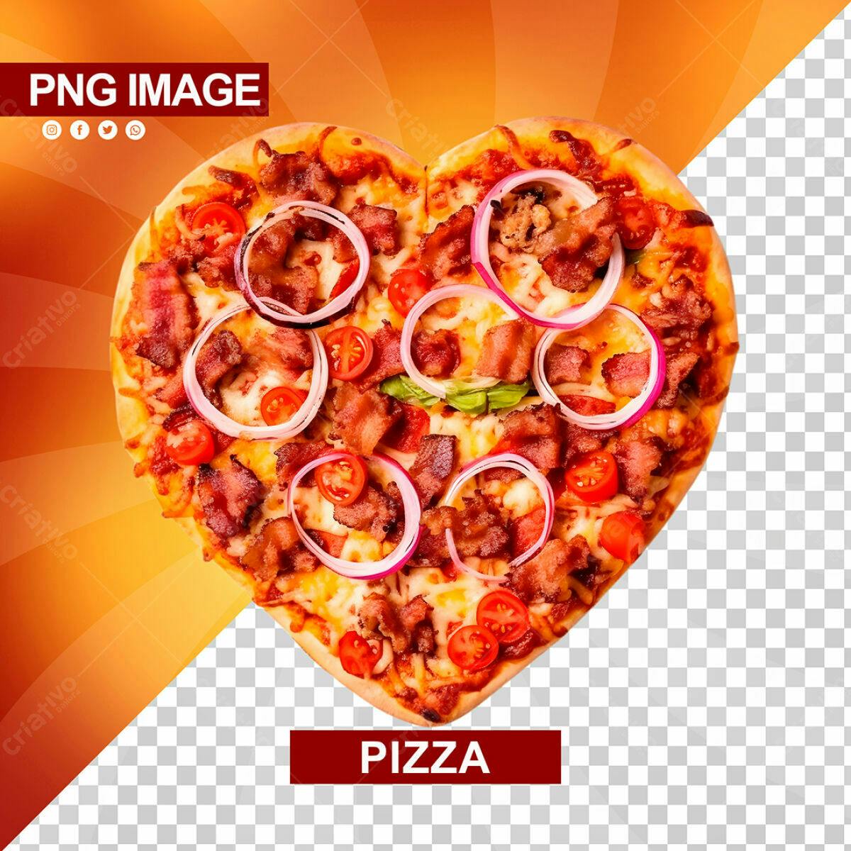 Psd de Pizza em Formato de Coração para Dia dos Namorados