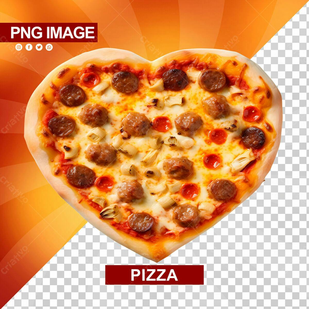 Psd Pizza em Formato de Coração para Dia dos Namorados