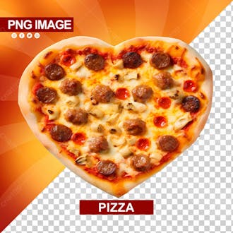 Deliciosa pizza de forma de coracao psd