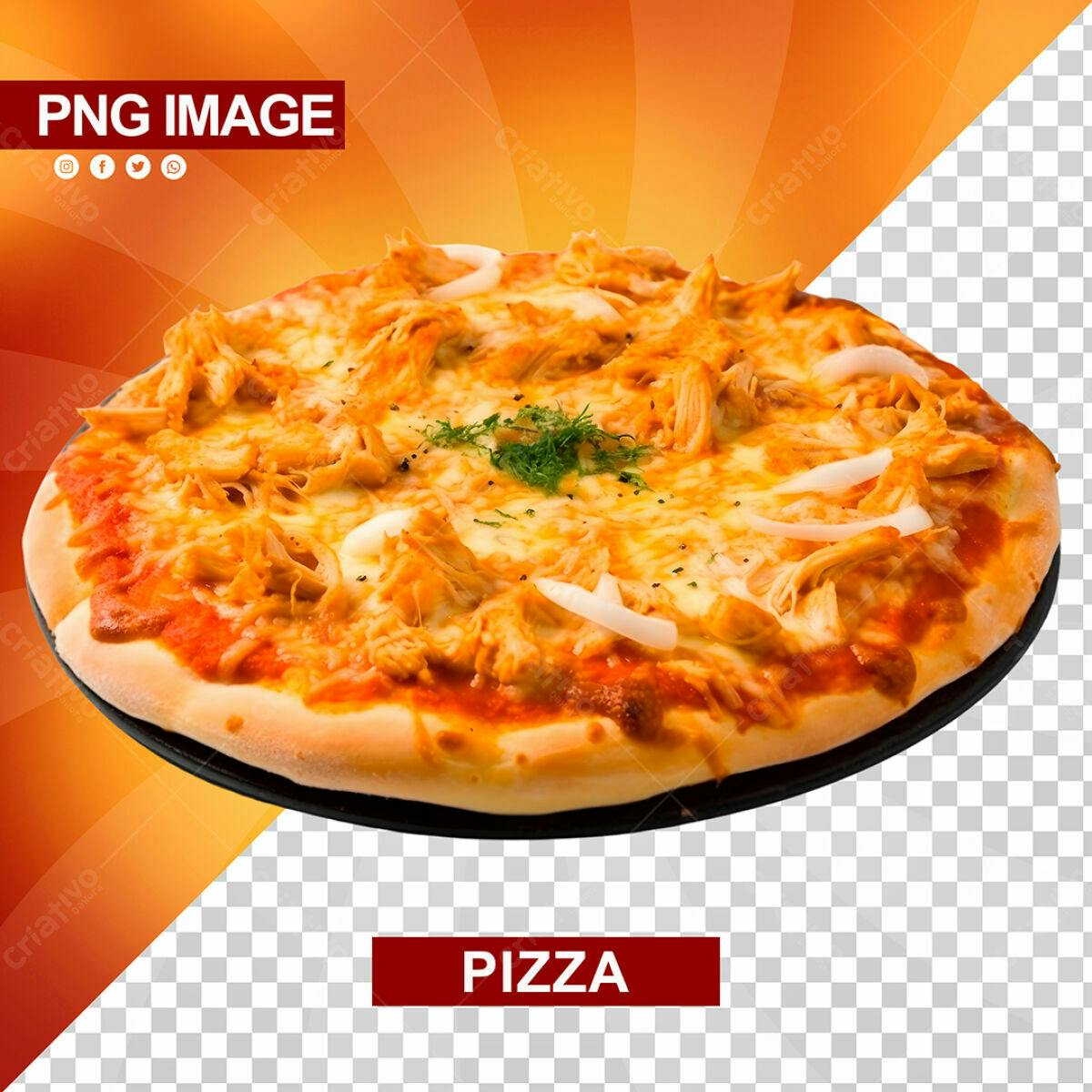 Imagem Pizza Frango e Cebola PSD Editável