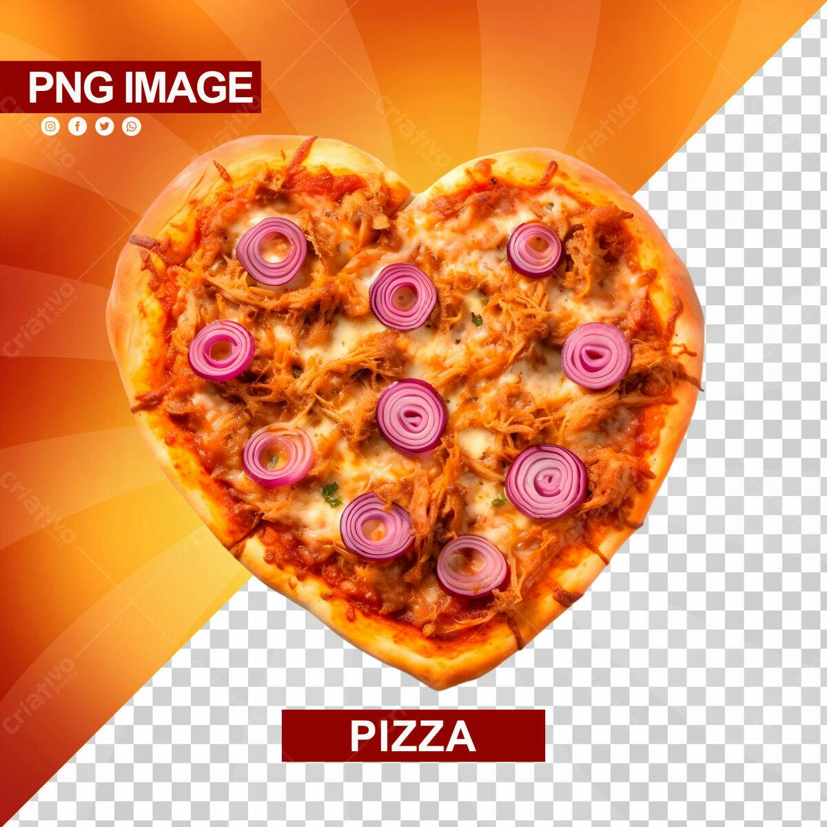 PSD Pizza em Formato de Coração para Dia dos Namorados