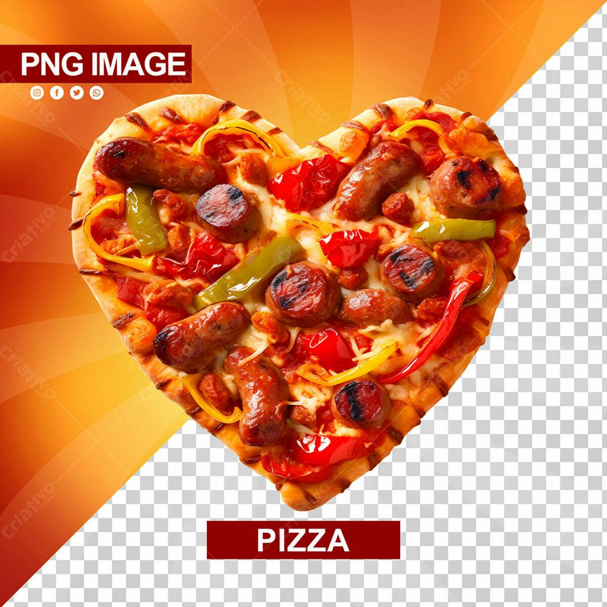 PSD Pizza em Formato de Coração para Dia dos Namorados