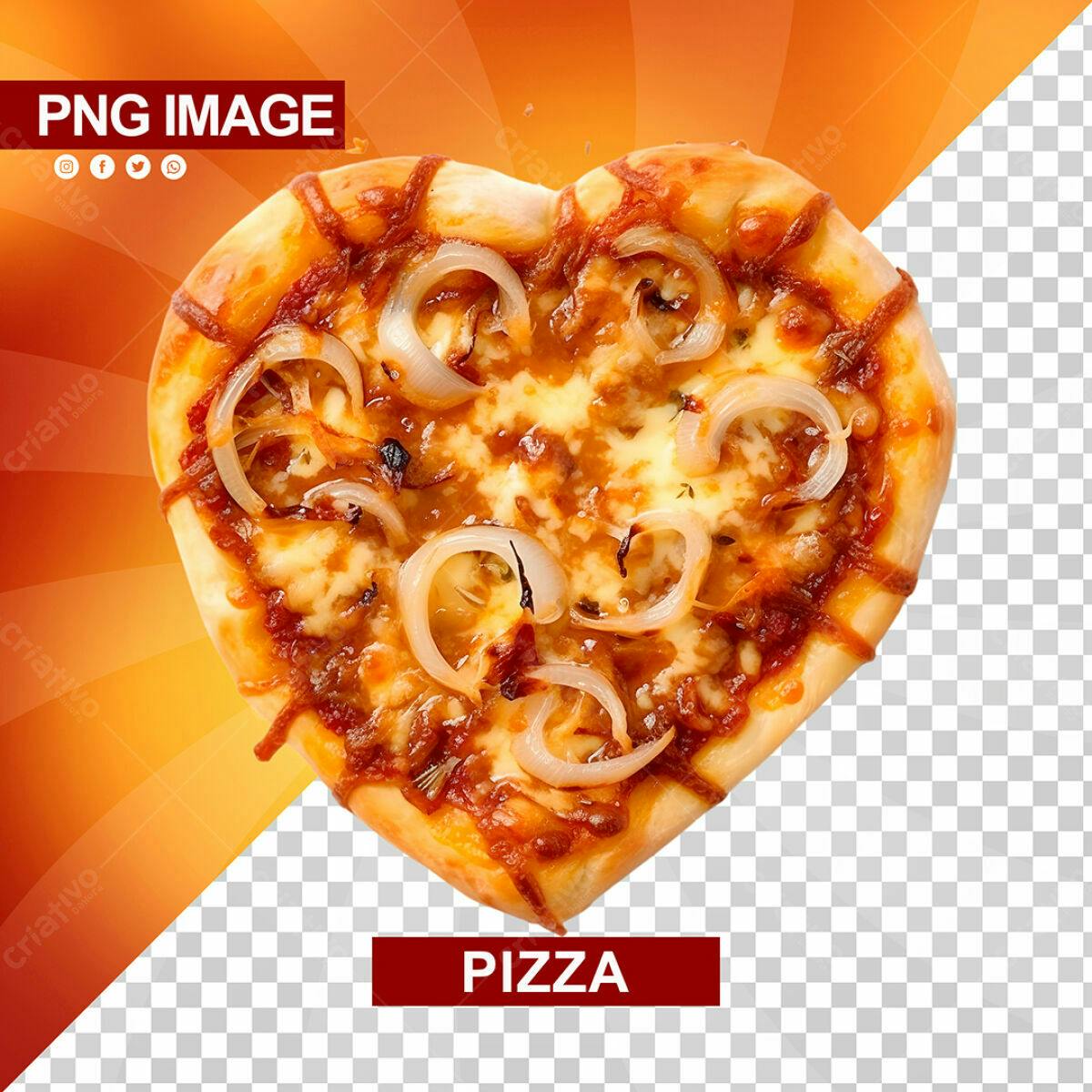 Pizza em Formato de Coração PSD Editável