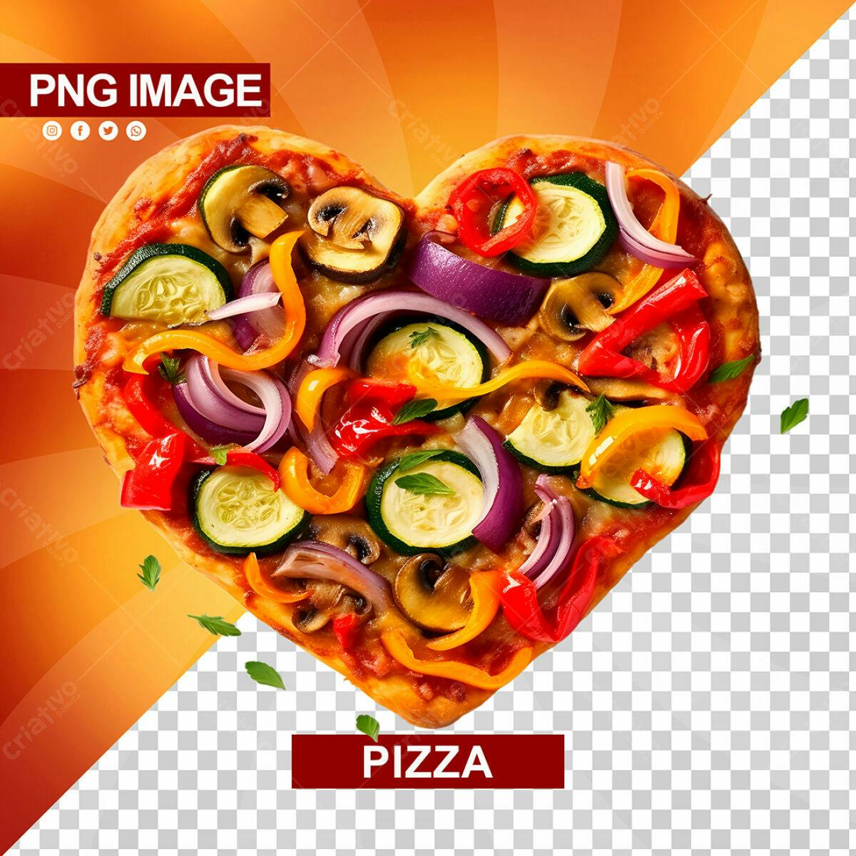 Psd de Pizza em Formato de Coração para Dia dos Namorados PSD Editável