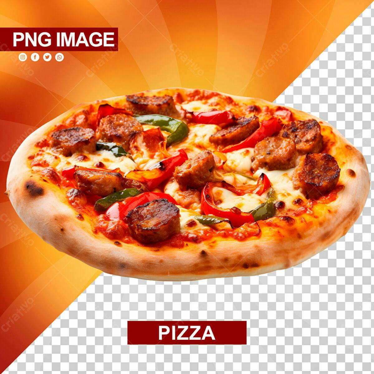 Banner Pizza com Salsicha e Pimentão PSD Editável