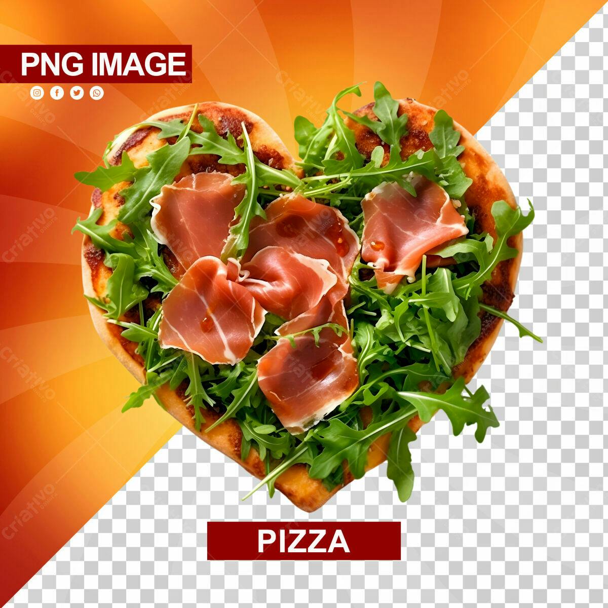 Pizza em Formato de Coração PSD Editável