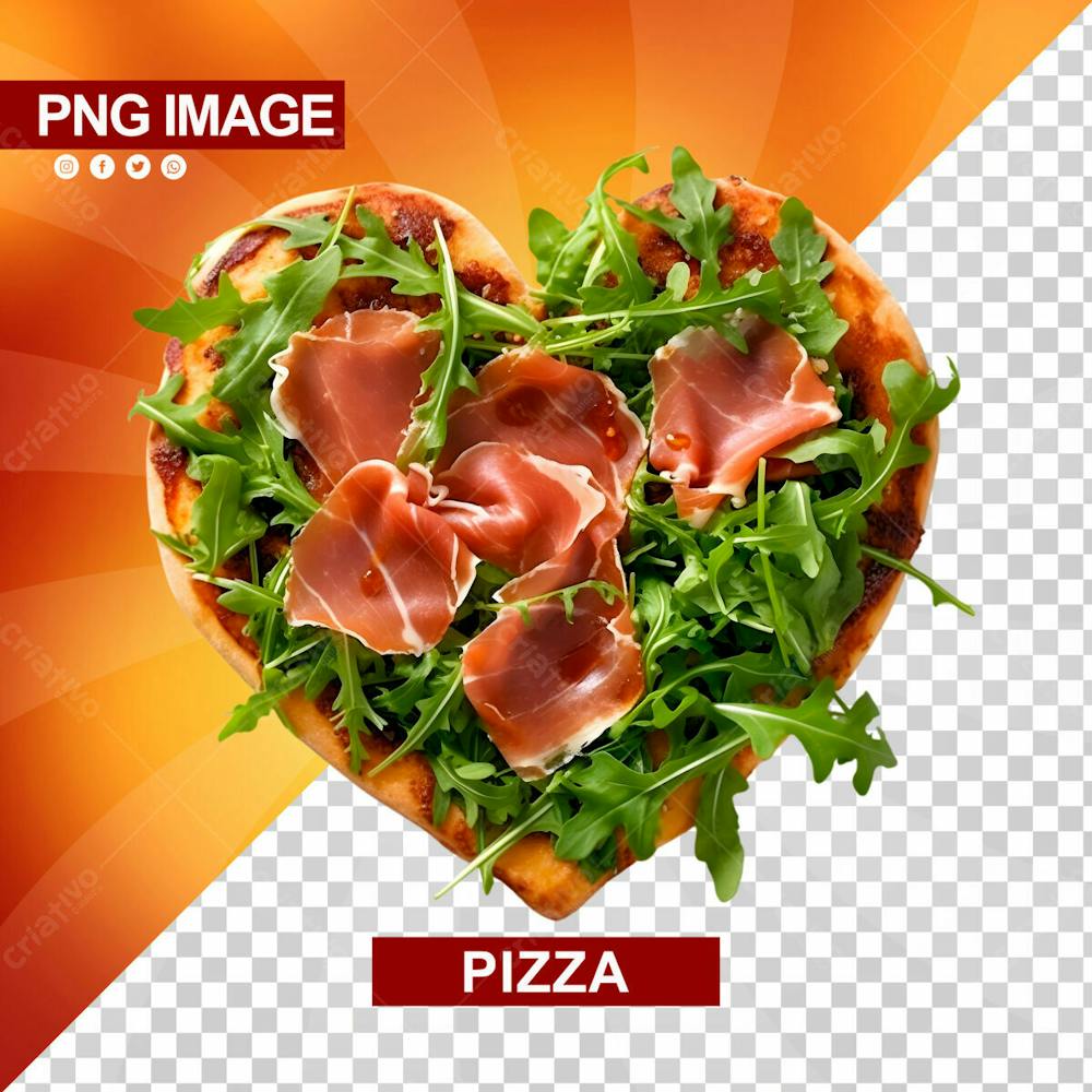 Pizza Saborosa Com Formato De Coracao Psd (2)