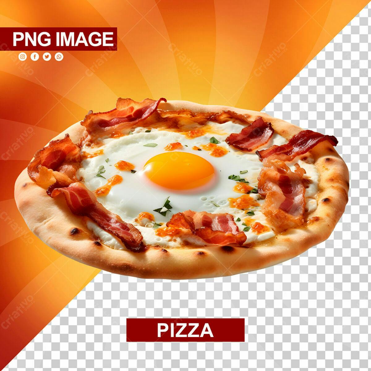 Psd de Pizza com Bacon e Ovo para Cardápio PSD Editável