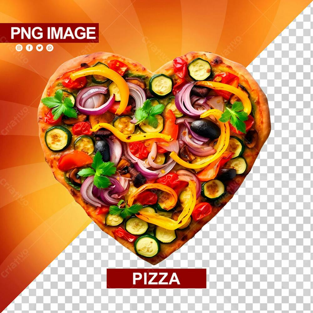 Deliciosa Pizza Formato De Coracao Legumes Psd (1)