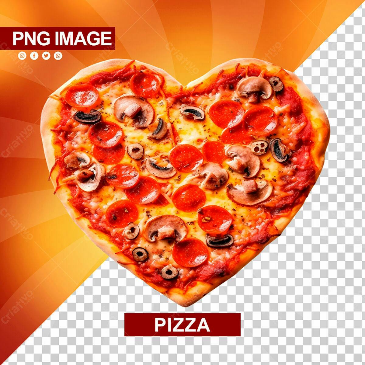 PSD de Pizza em Formato de Coração para Dia dos Namorados