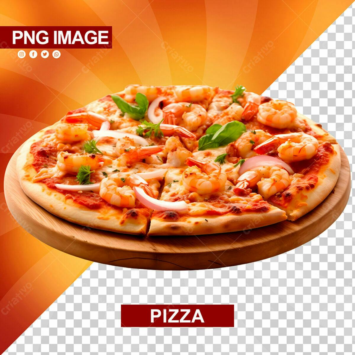 PSD de Pizza de Camarão para Cardápio de Restaurante
