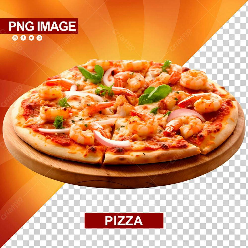 Deliciosa Pizza Redonda Fatiada Tabua De Madeira Psd (1)