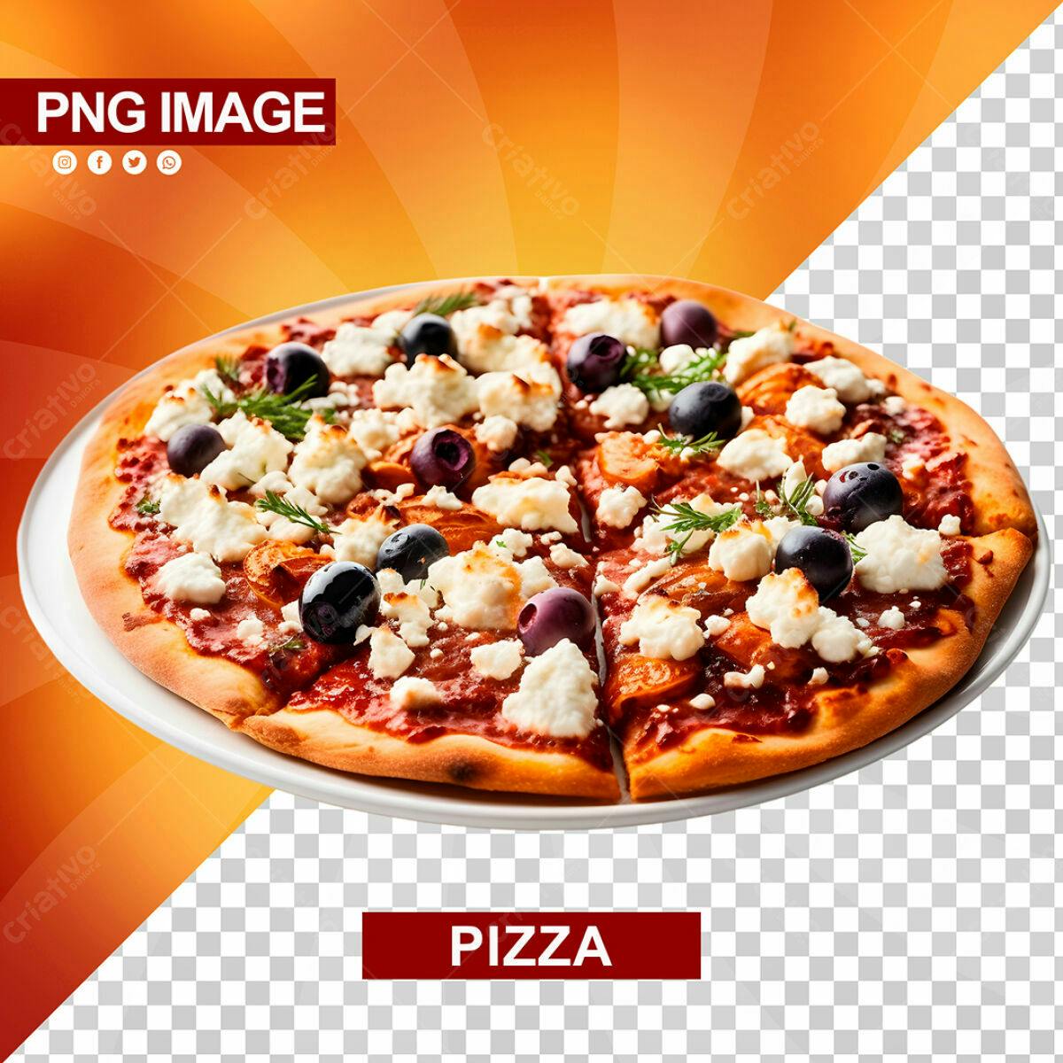 PSD de Pizza com Queijo e Azeitonas para Cardápio
